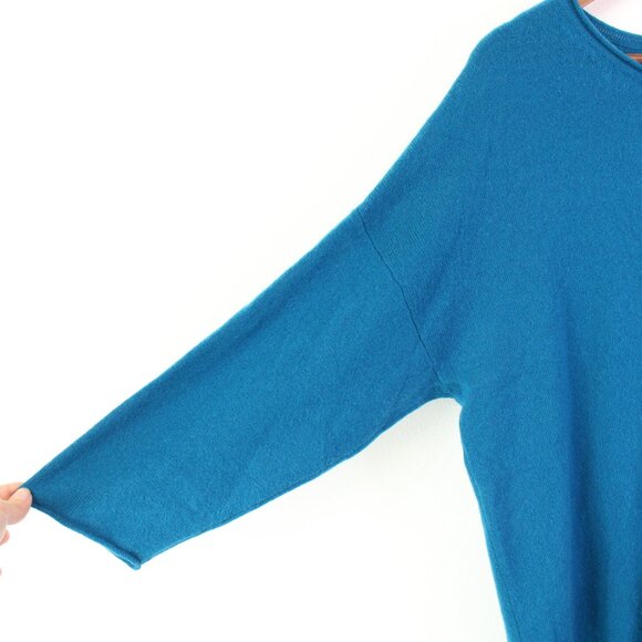Neiman Marcus Cashmere Rolled Dolman Sweater Teal Size L - Picture 2 of 8